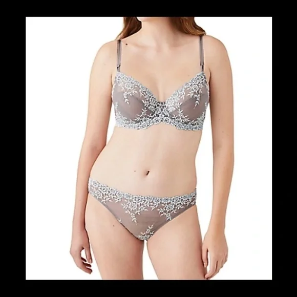 Wacoal Embrace Lace Underwire Bra 65191 Gray/Cream​​​​​​​​​ - Picture 2 of 15